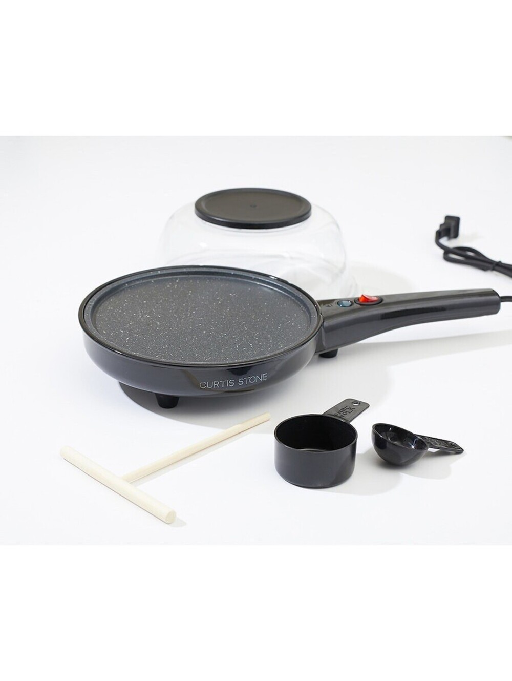Curtis Stone 8" All Day Electric Skillet w/ Lid Dura-Pan Non-Stick Black New